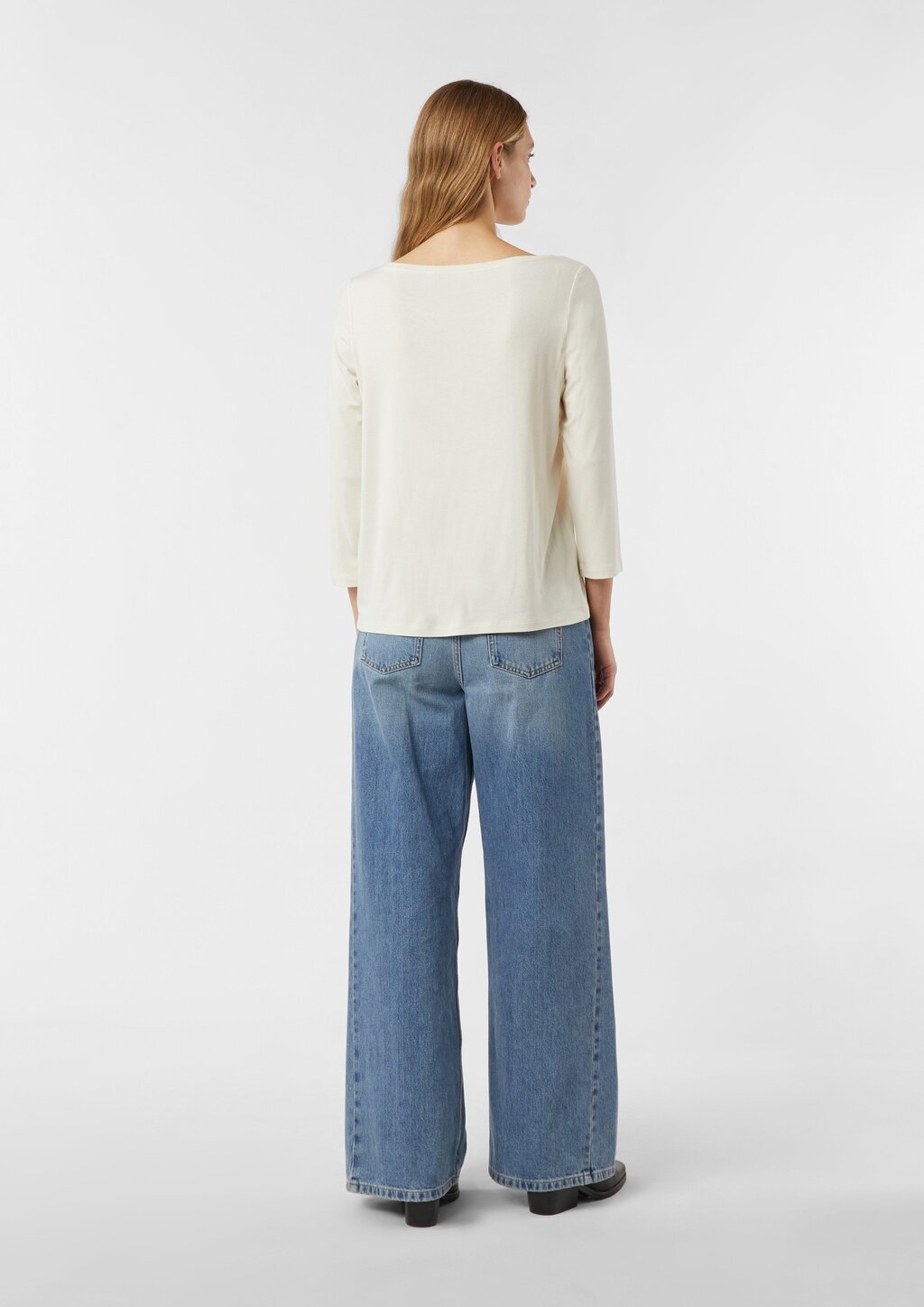 Jersey-T-Shirt mit 3/4-Ärmeln und Frontprint