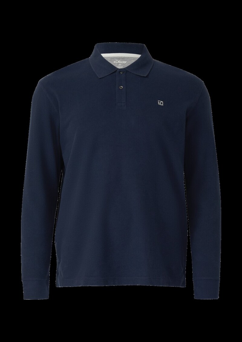 Langarm-Poloshirt mit Waffelstruktur und Logo-Patch