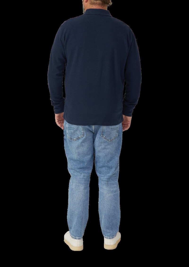 Langarm-Poloshirt mit Waffelstruktur und Logo-Patch