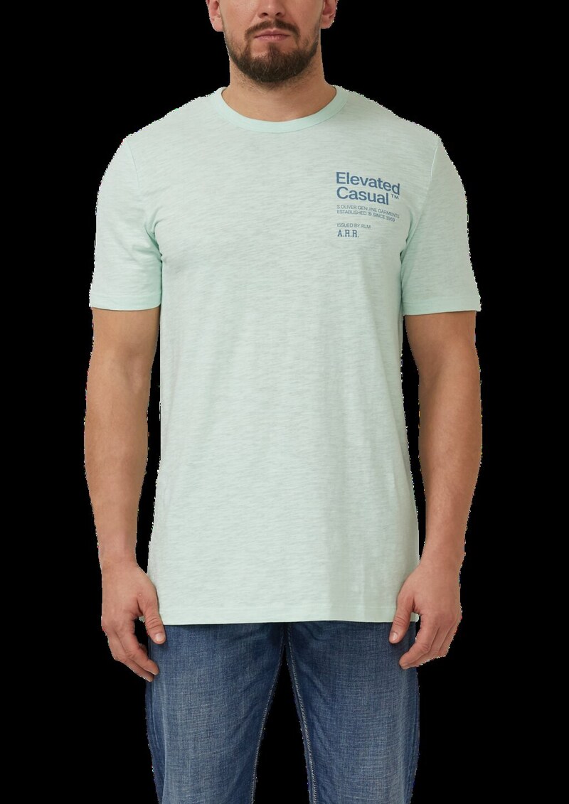 Meliertes Baumwollmix-T-Shirt mit Artwork