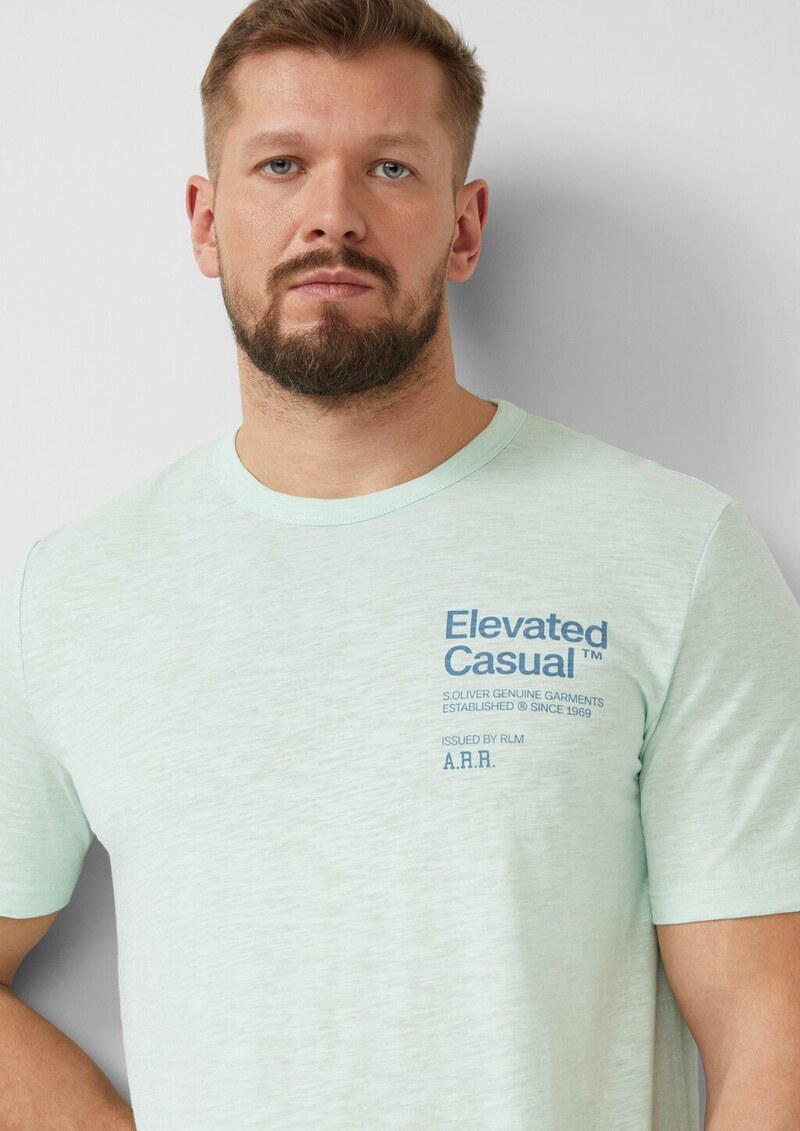 Meliertes Baumwollmix-T-Shirt mit Artwork