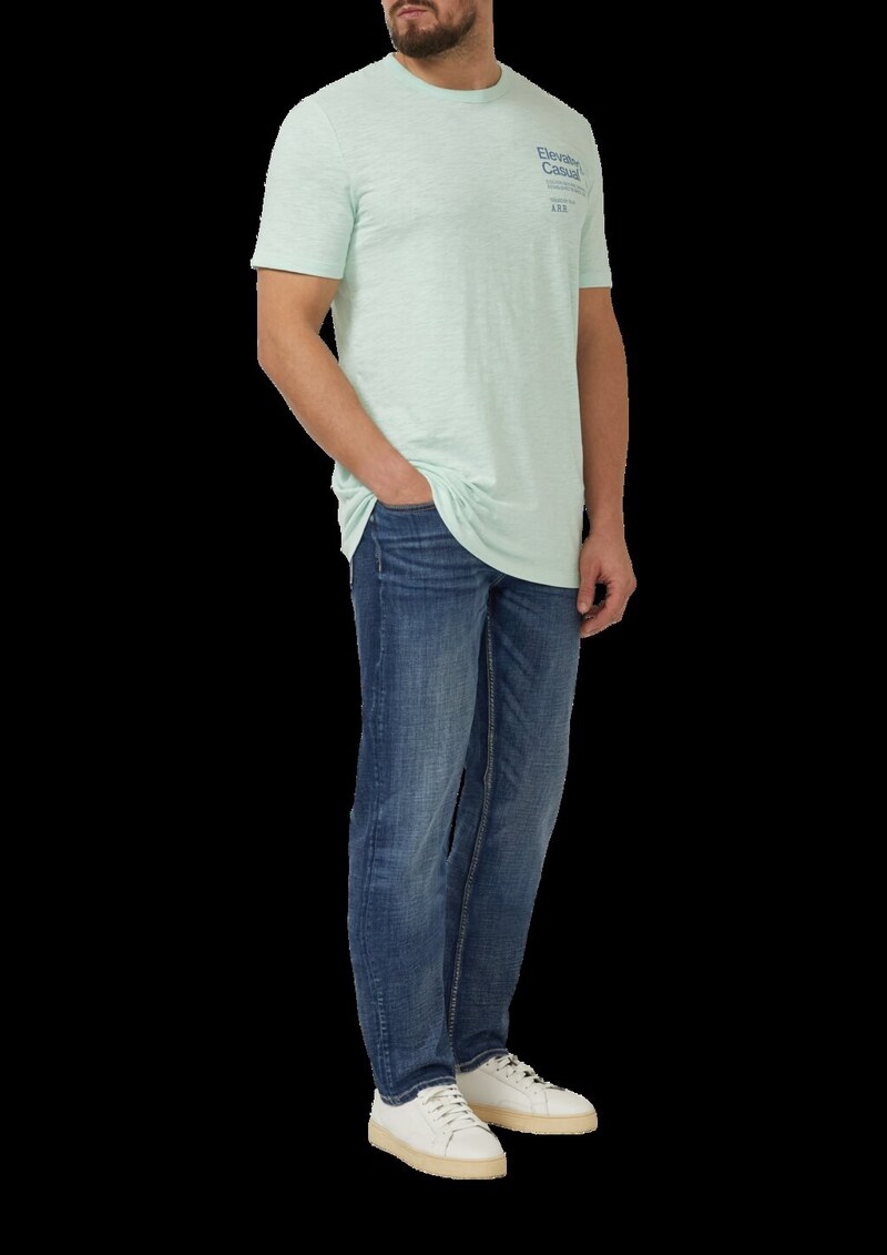 Meliertes Baumwollmix-T-Shirt mit Artwork