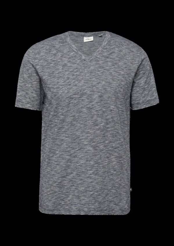 Baumwoll-T-Shirt mit V-Ausschnitt und Regular Fit