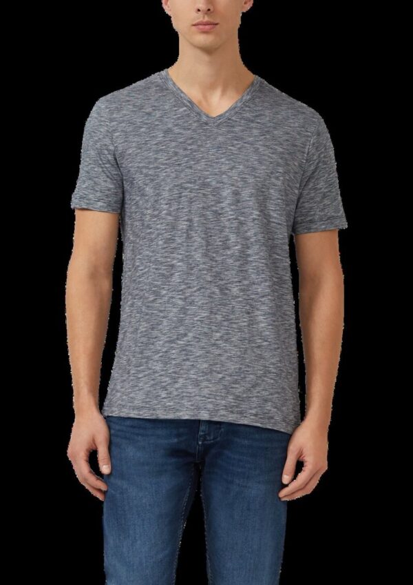 Baumwoll-T-Shirt mit V-Ausschnitt und Regular Fit