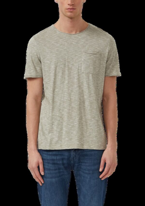 T-Shirt aus Baumwolljersey mit Brusttasche und Crew Neck