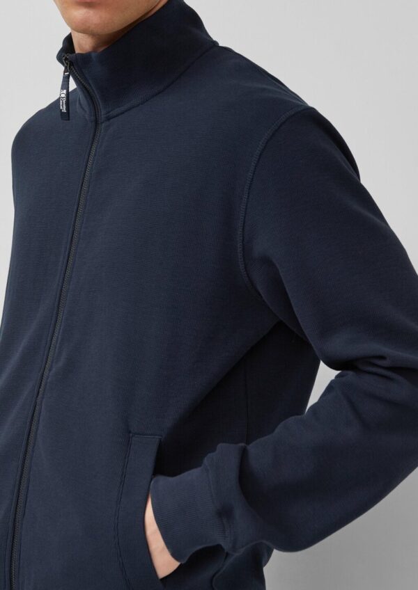 Strukturierte Sweatshirt-Jacke mit Stehkragen