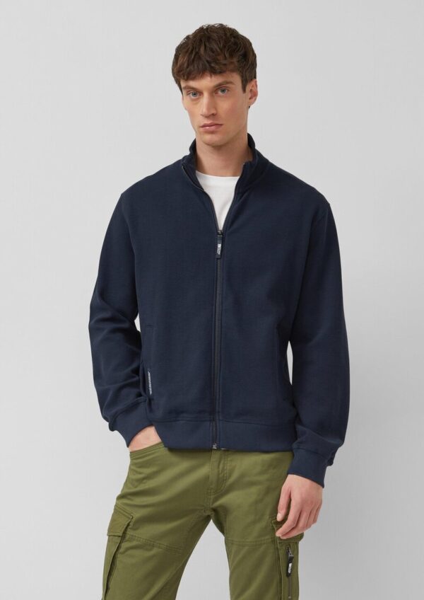 Strukturierte Sweatshirt-Jacke mit Stehkragen