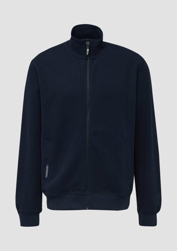 Strukturierte Sweatshirt-Jacke mit Stehkragen