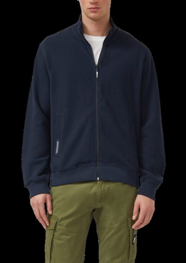 Strukturierte Sweatshirt-Jacke mit Stehkragen