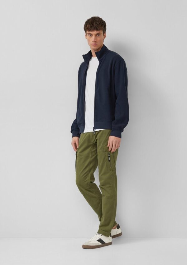 Strukturierte Sweatshirt-Jacke mit Stehkragen