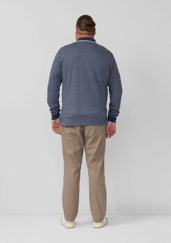 Langarm-Polo mit Bündchen in Melange-Optik