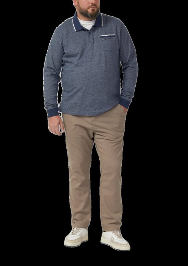 Langarm-Polo mit Bündchen in Melange-Optik