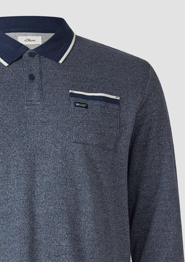 Langarm-Polo mit Bündchen in Melange-Optik