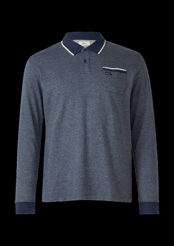 Langarm-Polo mit Bündchen in Melange-Optik