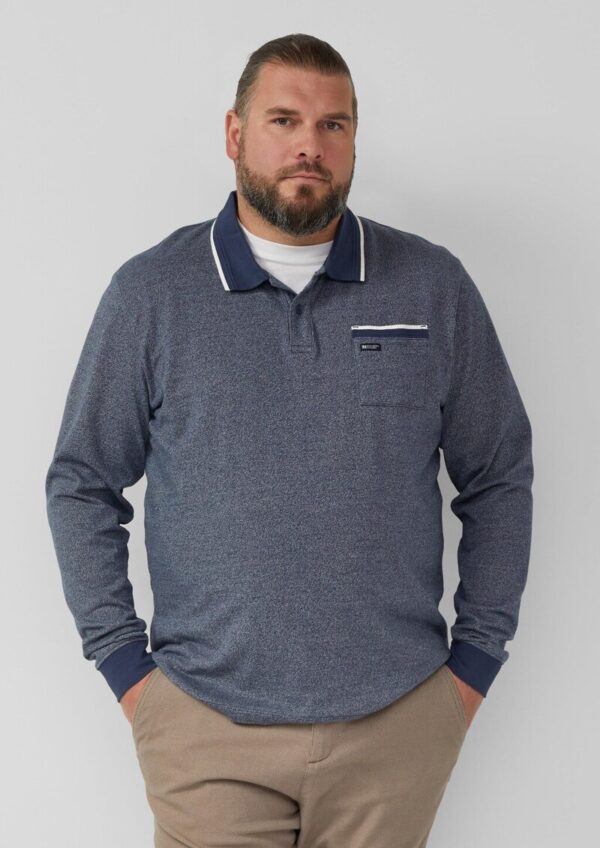 Langarm-Polo mit Bündchen in Melange-Optik