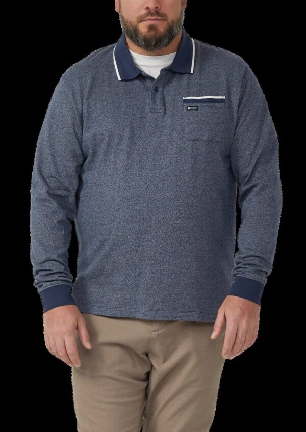 Langarm-Polo mit Bündchen in Melange-Optik