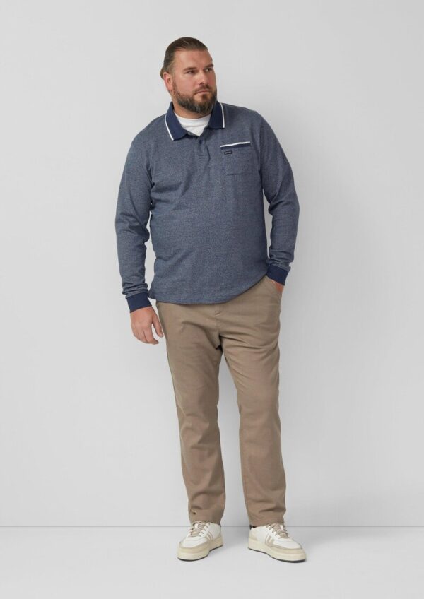 Langarm-Polo mit Bündchen in Melange-Optik