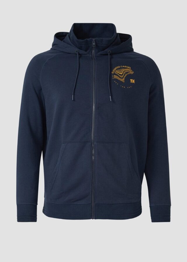 Hoodie mit Frontprint und innenliegendem Stehkragen