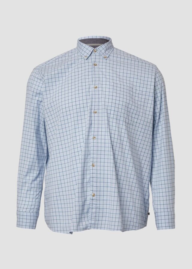 Regular Fit: Elastisches Button-Down-Hemd mit Karomuster