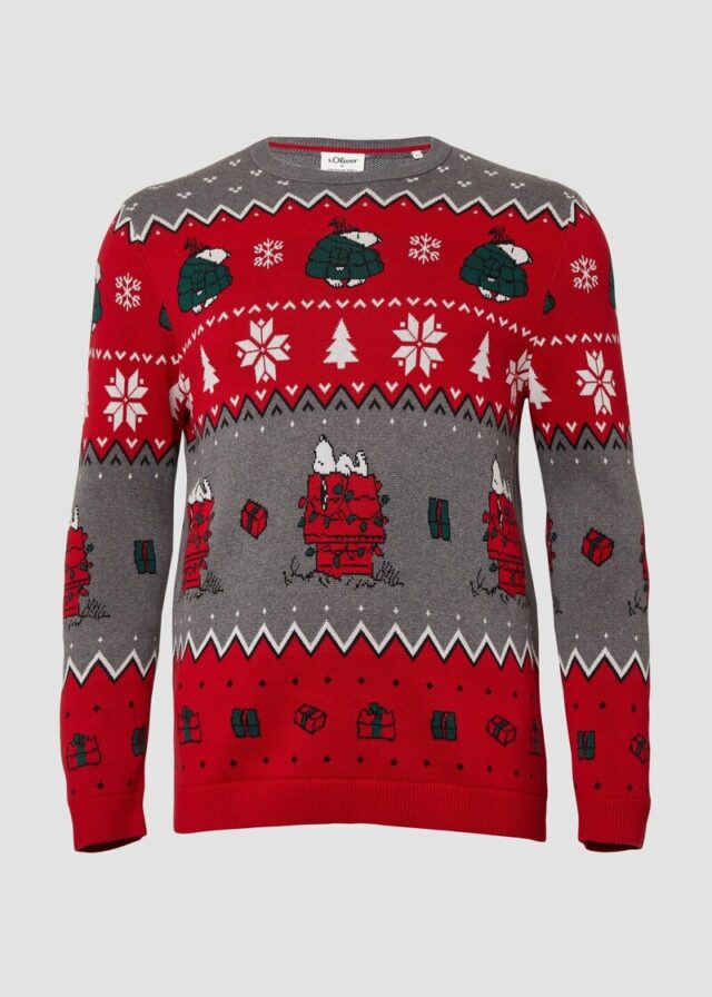 Weihnachtspullover aus reiner Baumwolle mit Peanuts®-Motiv