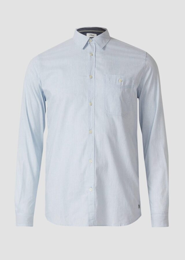 Regular Fit: Strukturiertes Hemd mit Brusttasche