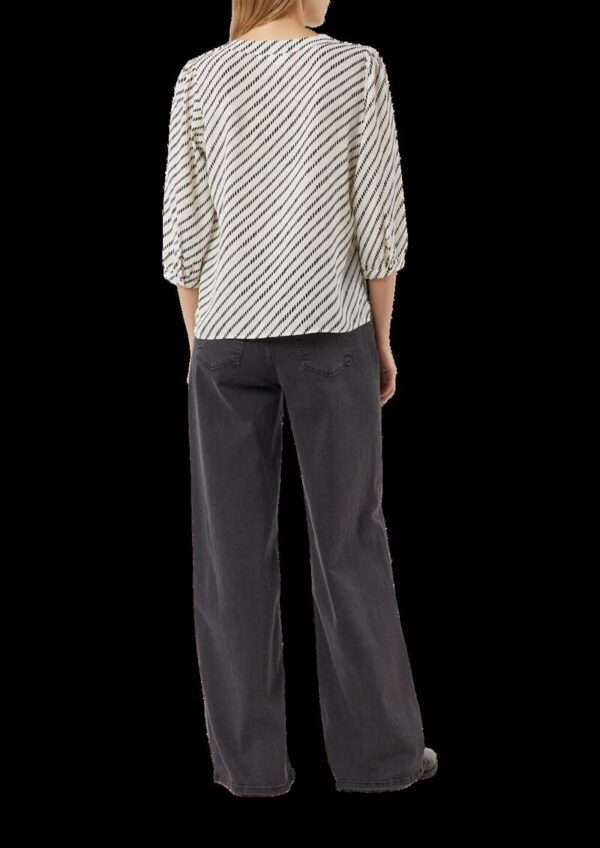 Gemusterte Chiffon-Bluse mit 3/4-Ärmeln und Raffung