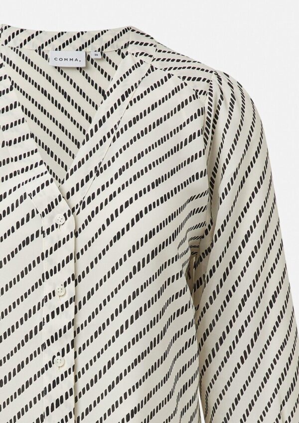 Gemusterte Chiffon-Bluse mit 3/4-Ärmeln und Raffung