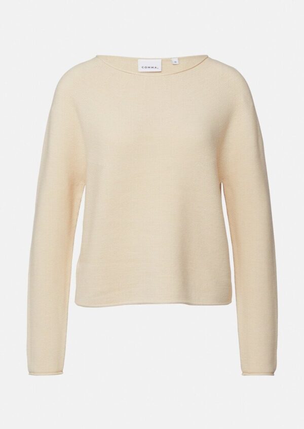 Strukturierter Strickpullover mit Rollsaum