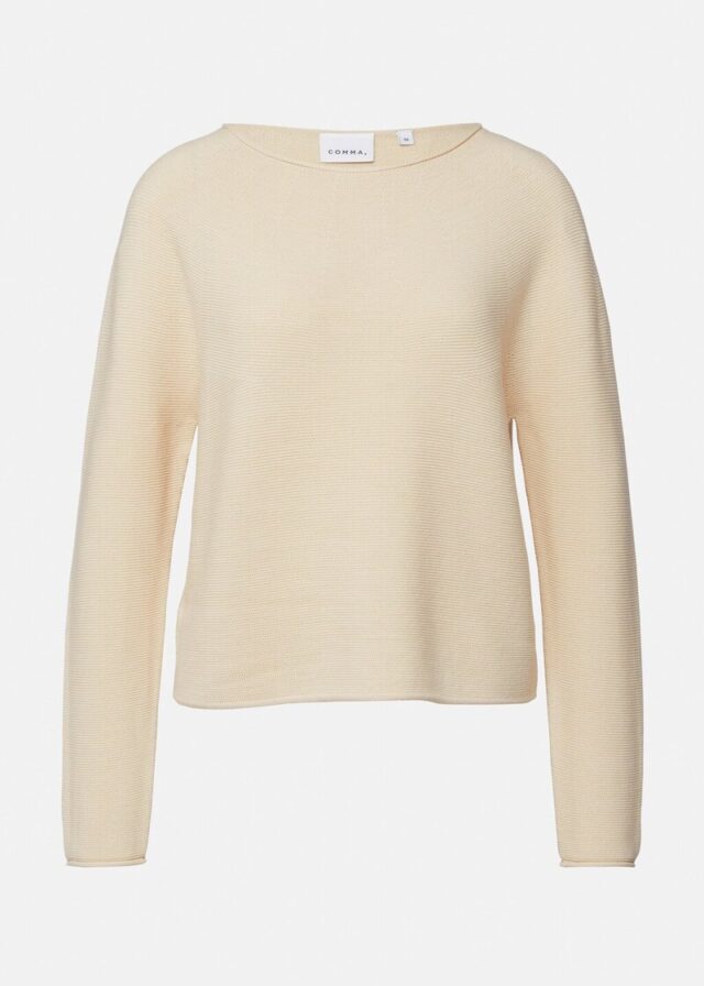 Strukturierter Strickpullover mit Rollsaum