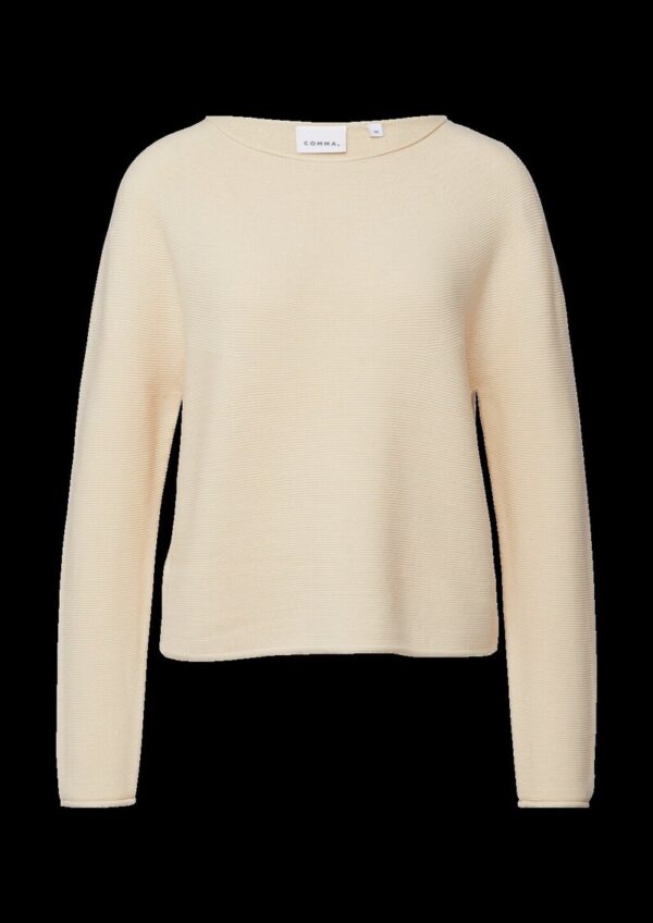 Strukturierter Strickpullover mit Rollsaum