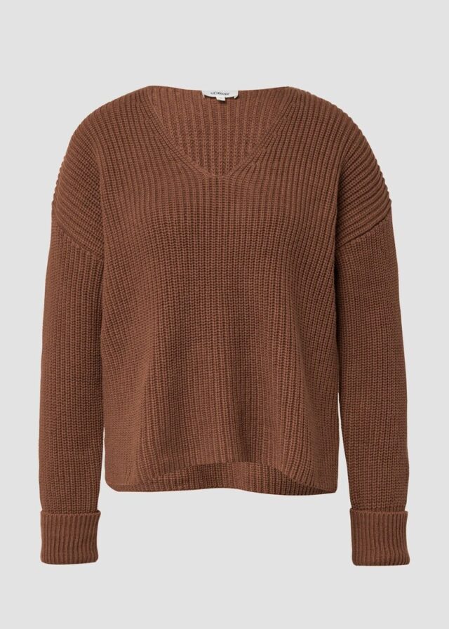 Grobstrickpullover mit V-Ausschnitt im Relaxed Fit