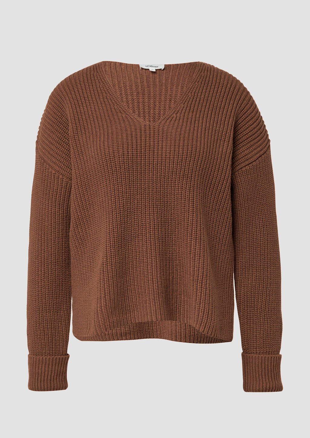 Grobstrickpullover mit V-Ausschnitt im Relaxed Fit