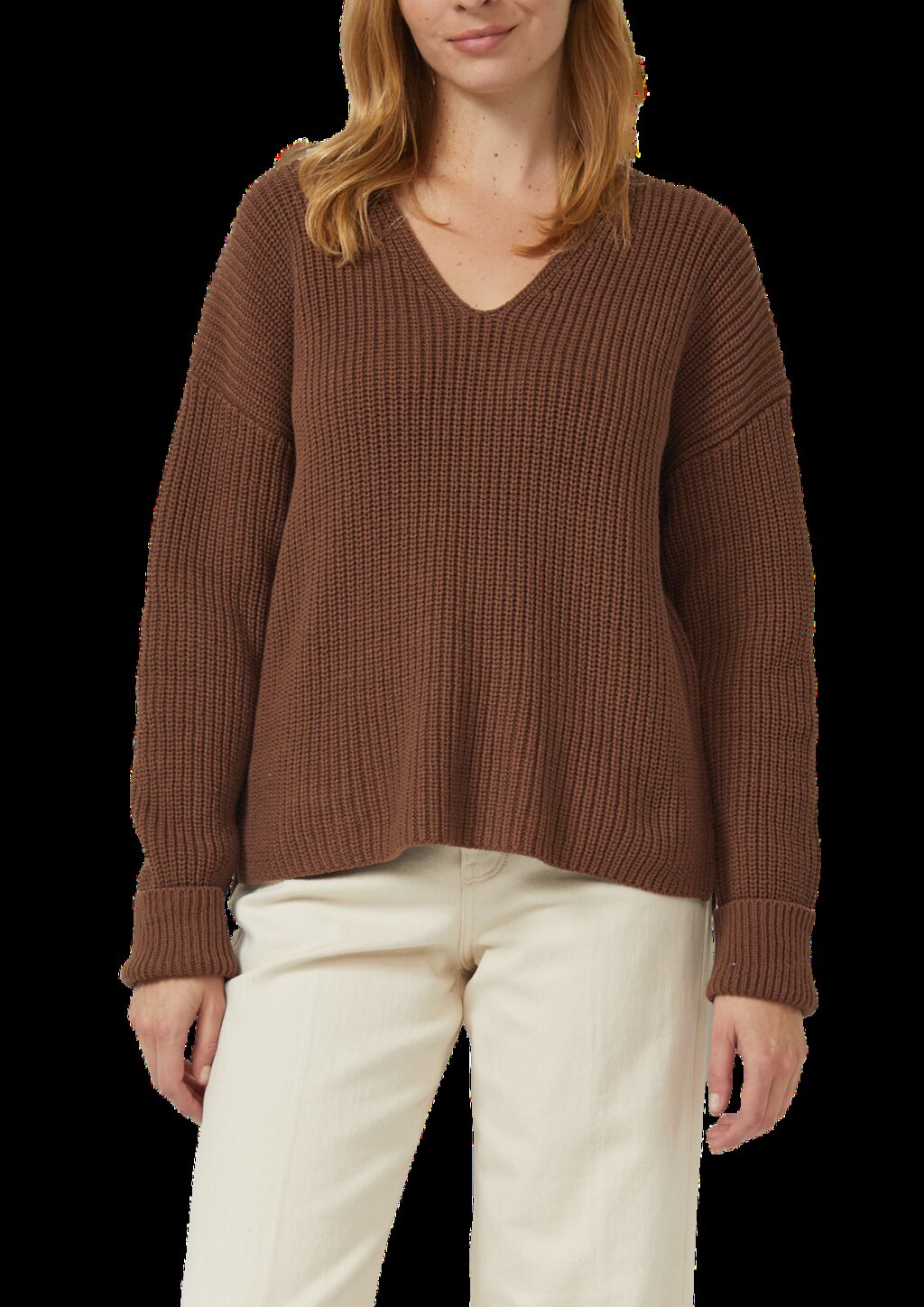 Grobstrickpullover mit V-Ausschnitt im Relaxed Fit