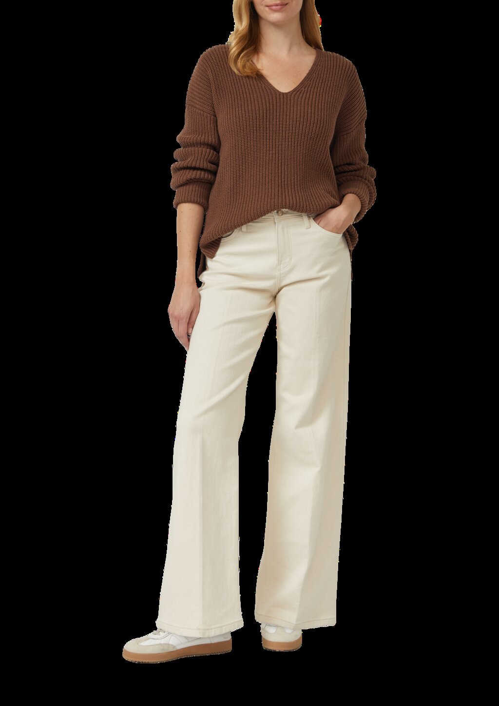 Grobstrickpullover mit V-Ausschnitt im Relaxed Fit