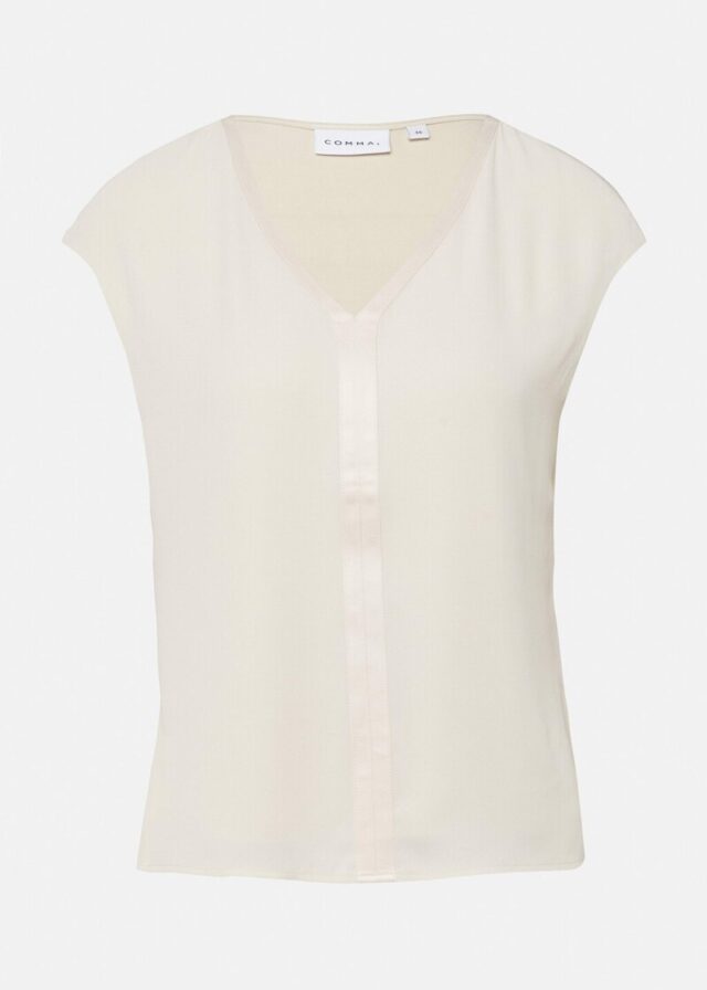 Blusenshirt im Fabricmix mit Satinkante