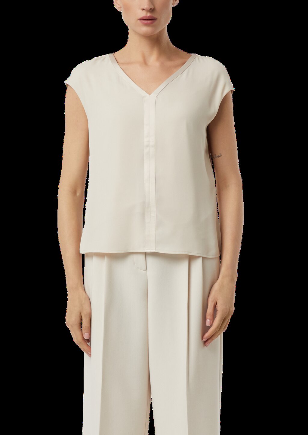 Blusenshirt im Fabricmix mit Satinkante