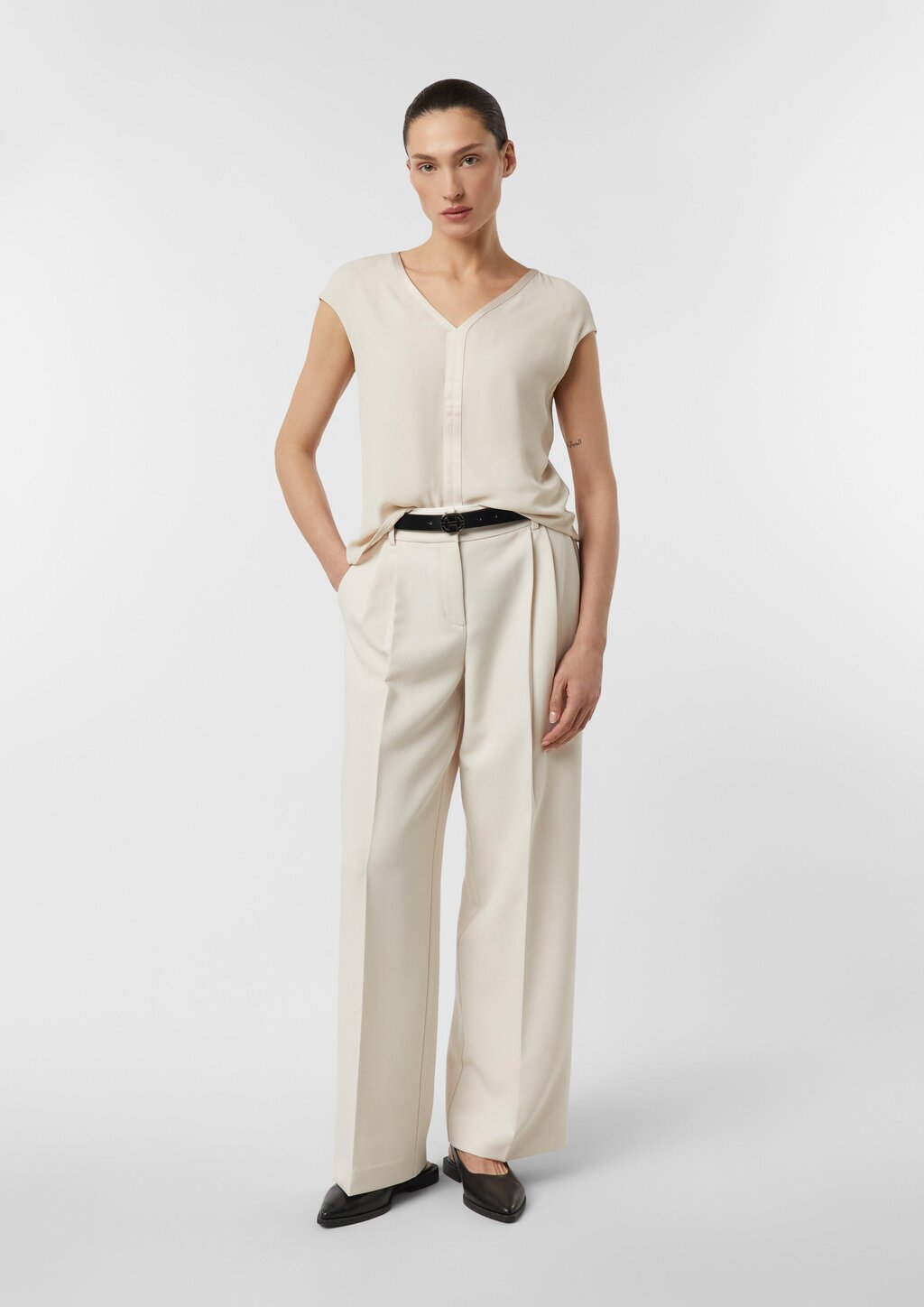 Blusenshirt im Fabricmix mit Satinkante