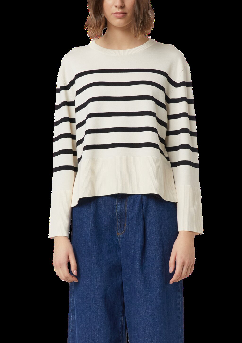 Streifenpullover mit weiten Ärmeln