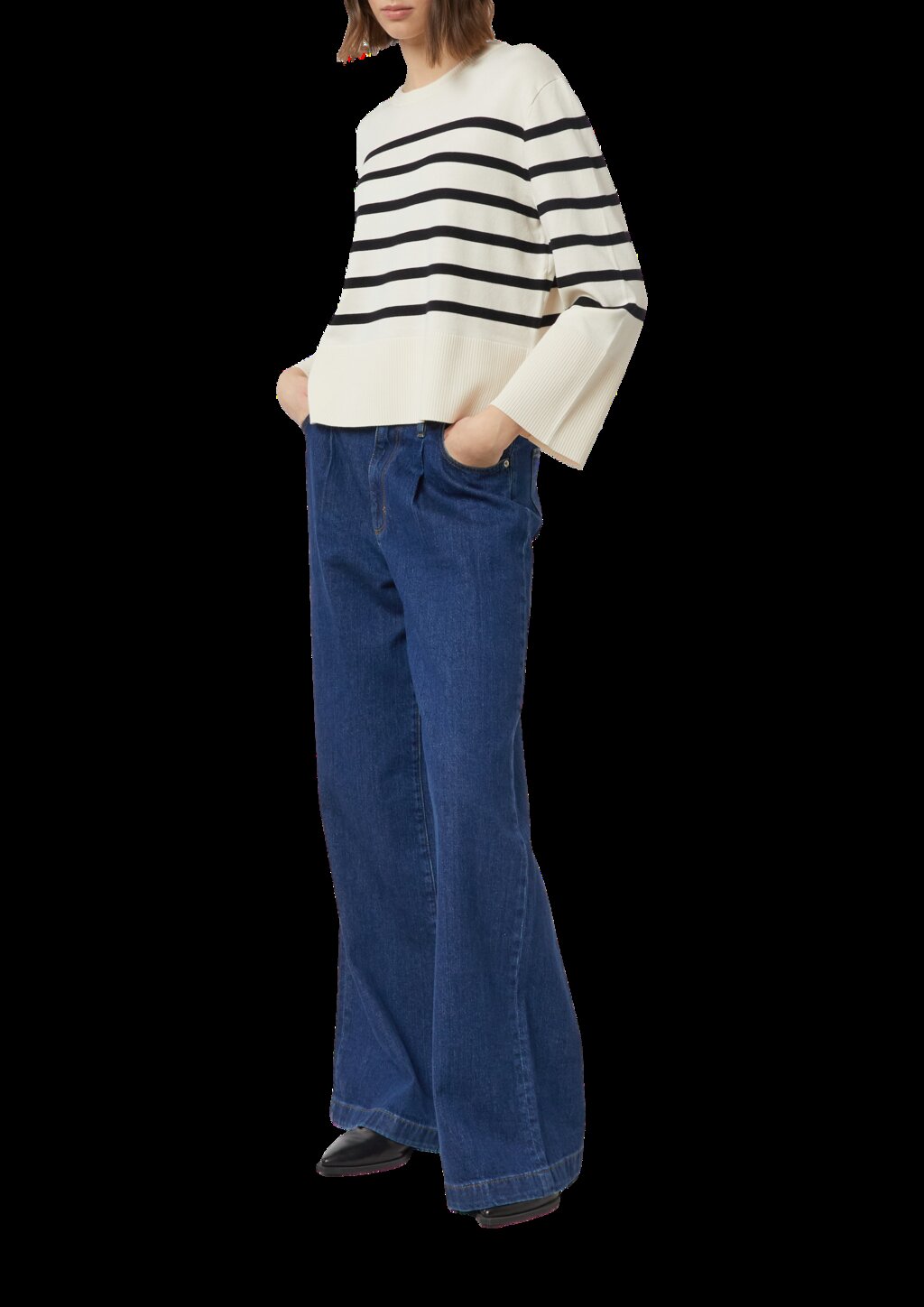 Streifenpullover mit weiten Ärmeln