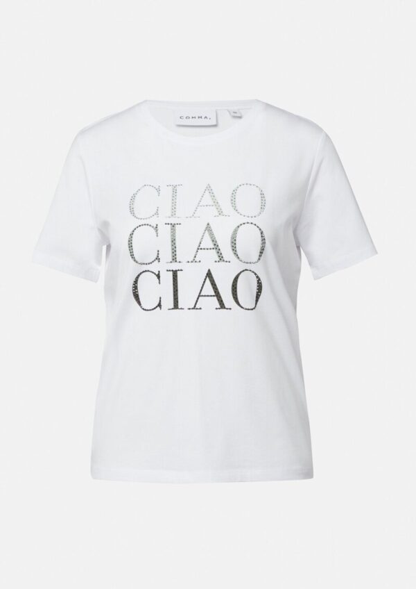 Jersey-T-Shirt mit Strasssteinchen