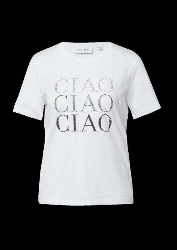 Jersey-T-Shirt mit Strasssteinchen