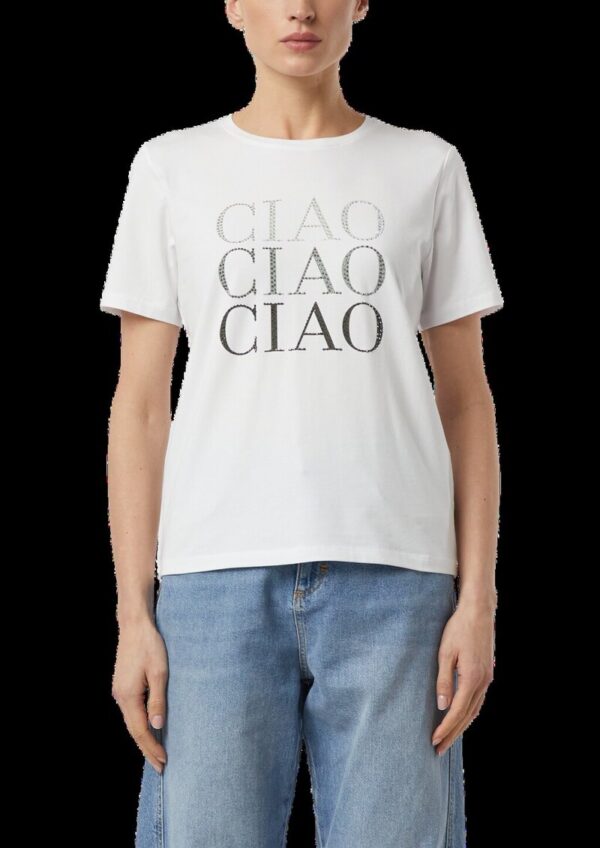 Jersey-T-Shirt mit Strasssteinchen