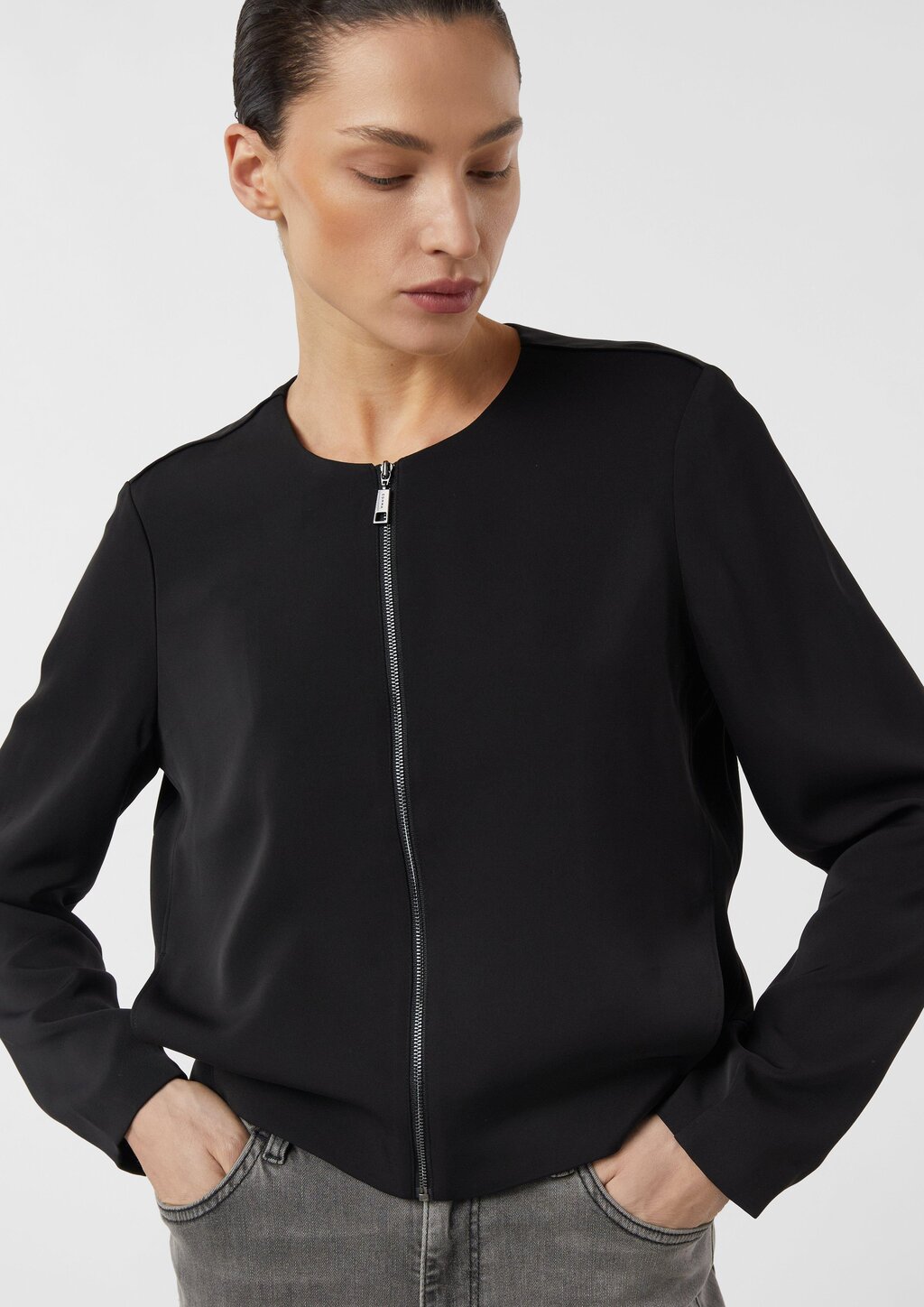 Fließender Blouson mit Eingrifftaschen