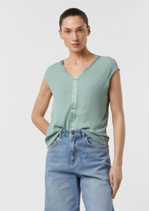 Blusenshirt im Fabricmix mit Satinkante