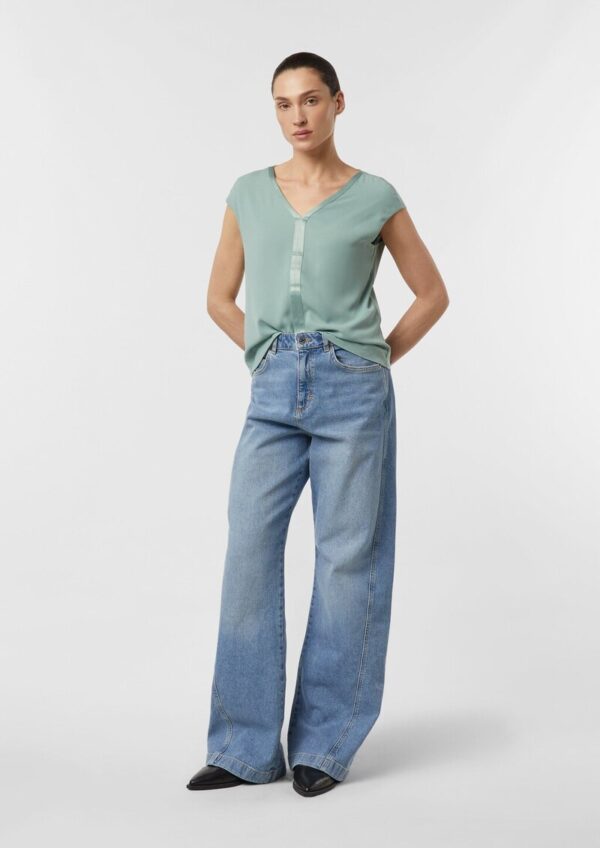 Blusenshirt im Fabricmix mit Satinkante