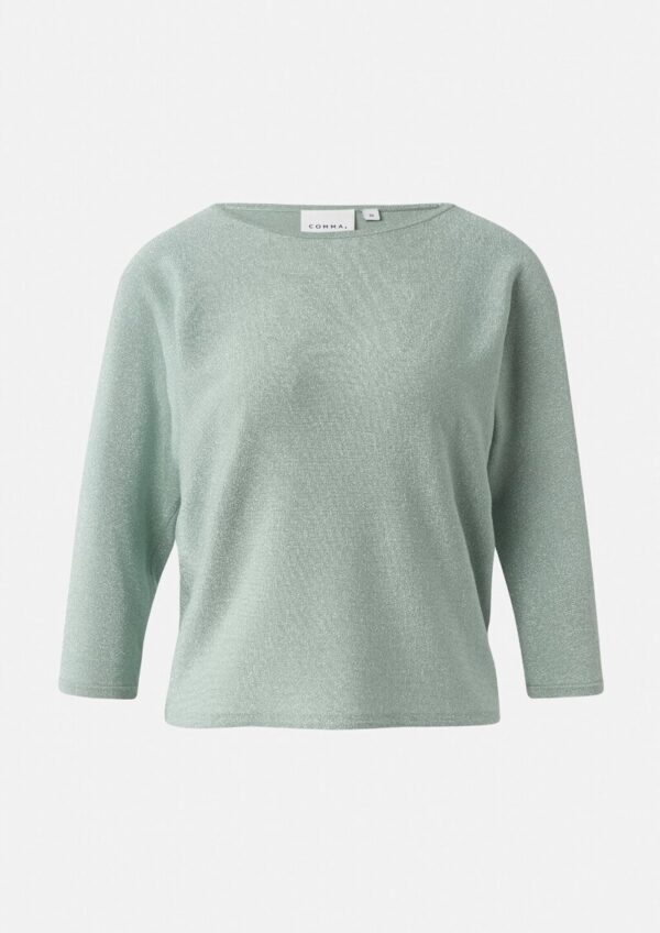 Feinstrick-Pullover mit Glitzergarn und Fledermausärmeln