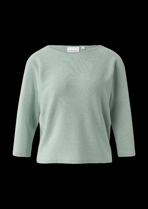 Feinstrick-Pullover mit Glitzergarn und Fledermausärmeln