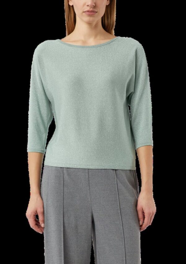 Feinstrick-Pullover mit Glitzergarn und Fledermausärmeln