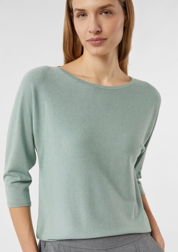 Feinstrick-Pullover mit Glitzergarn und Fledermausärmeln