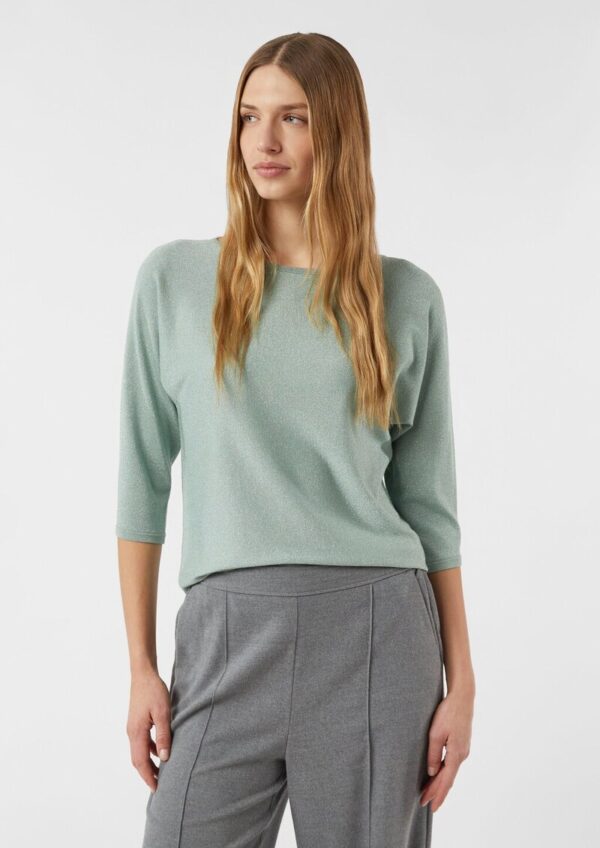 Feinstrick-Pullover mit Glitzergarn und Fledermausärmeln